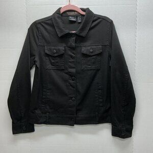 XS Denim Jacket Black Women With Control PTP:18.50"